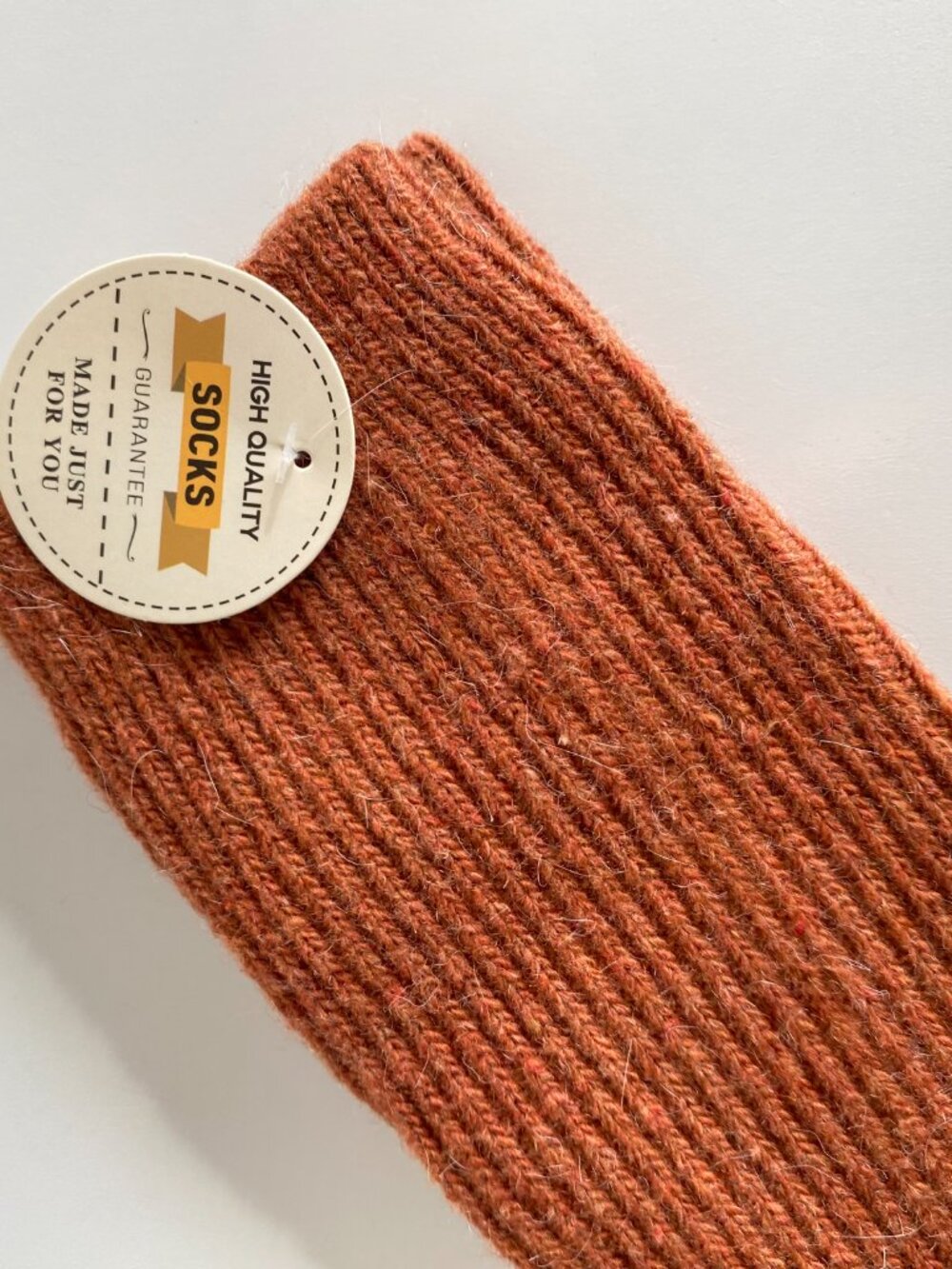 NWT Irish 100% Natural Undyed Wool Crew Socks Rust NWT High Quality - Picture 5 of 5